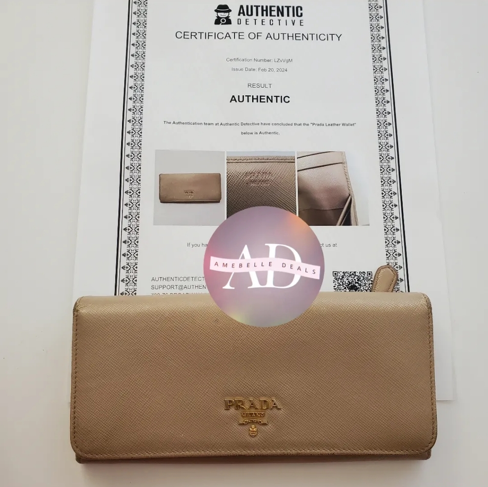 Prada Saffiano Leather Wallet Beige